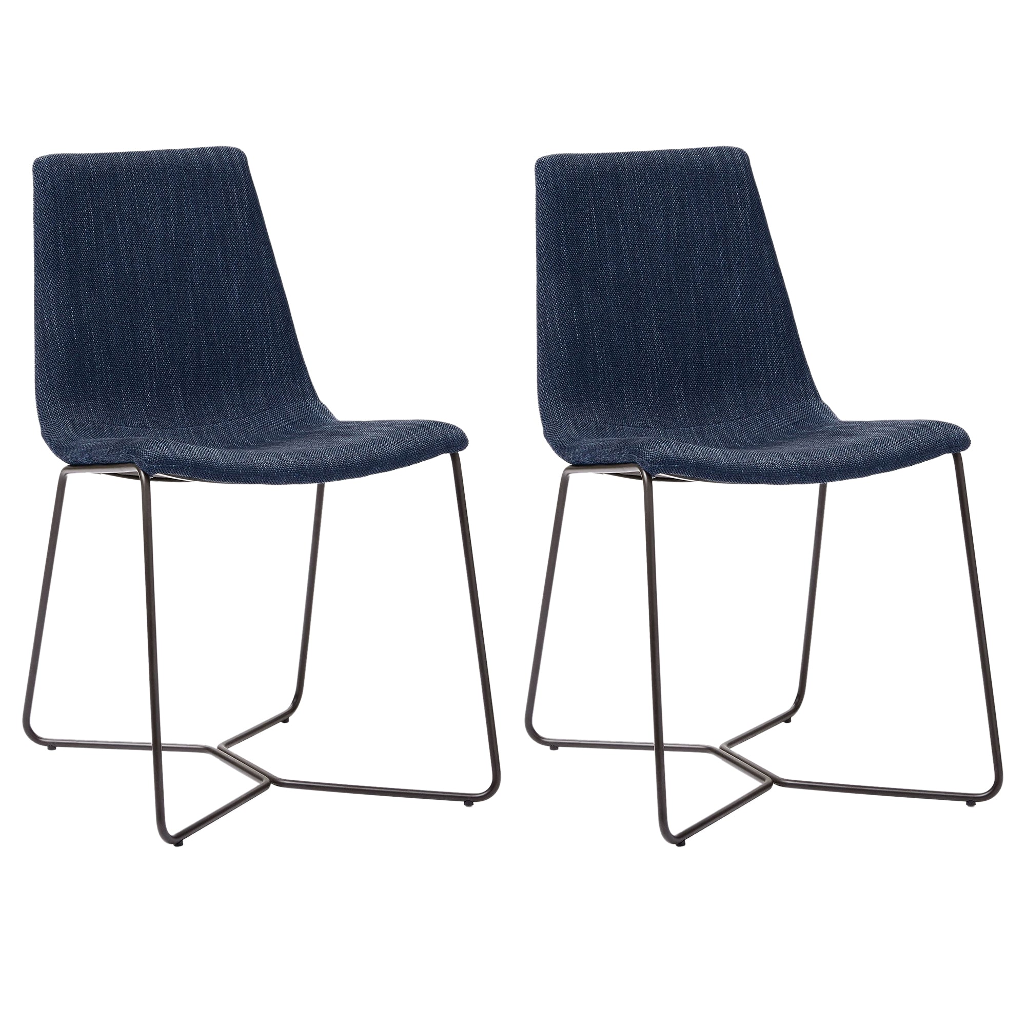 Metal Upholstered Chair Contemporary Armless Open Back Chair for Dining Room