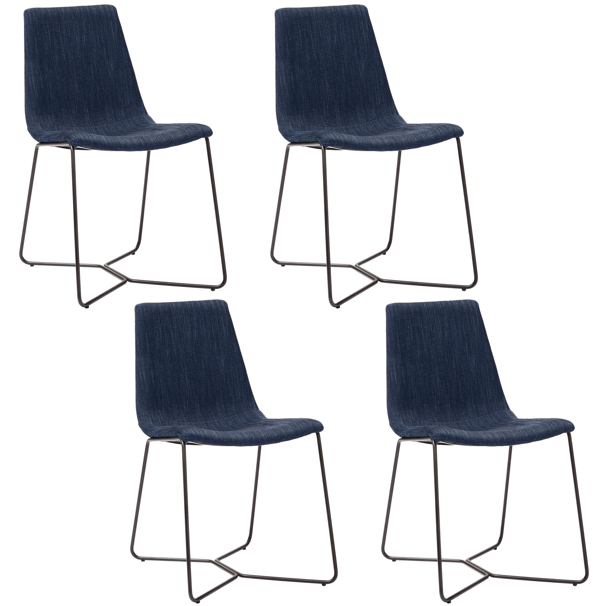 Metal Upholstered Chair Contemporary Armless Open Back Chair for Dining Room