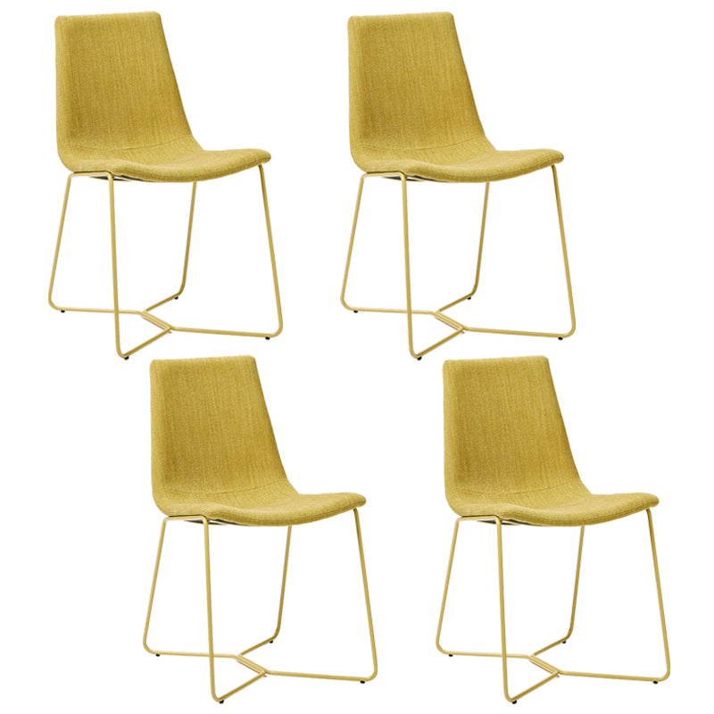 Metal Upholstered Chair Contemporary Armless Open Back Chair for Dining Room