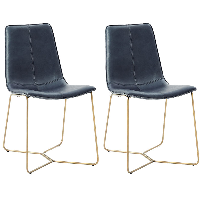 Metal Upholstered Chair Contemporary Armless Open Back Chair for Dining Room
