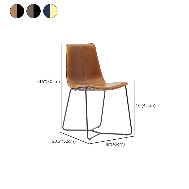 Metal Upholstered Chair Contemporary Armless Open Back Chair for Dining Room