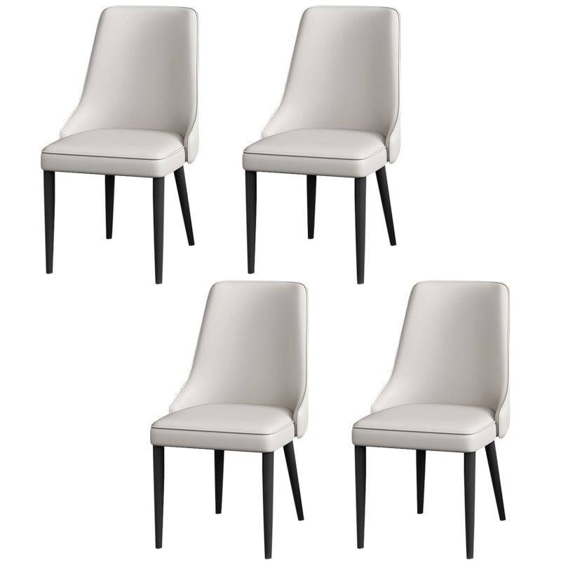 Modern Simple Side Chair Faux Leather Dining Chair with Metal Base for Bedroom