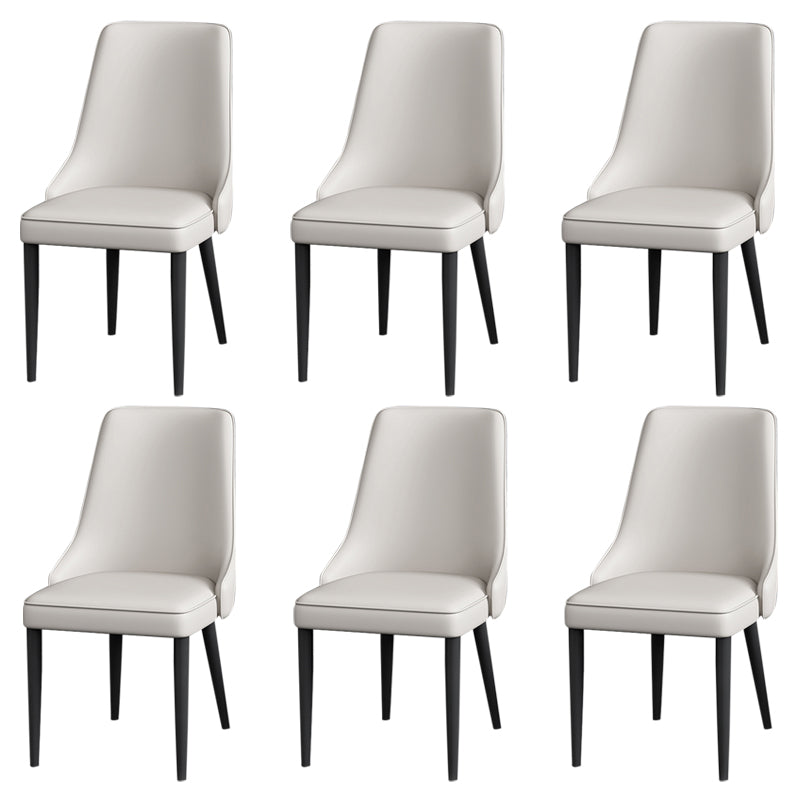 Modern Simple Side Chair Faux Leather Dining Chair with Metal Base for Bedroom