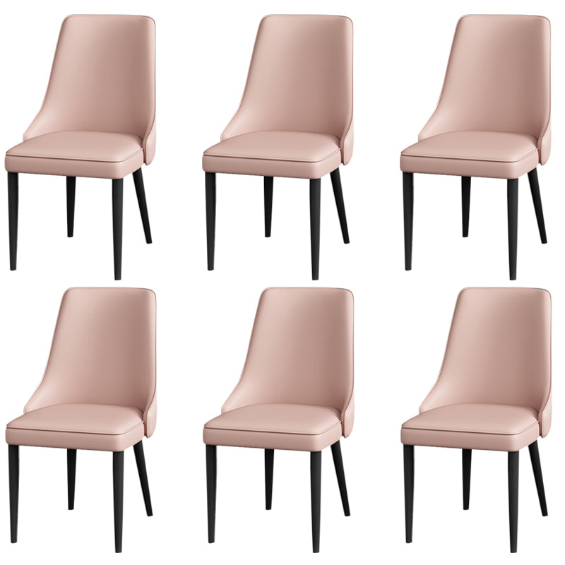 Modern Simple Side Chair Faux Leather Dining Chair with Metal Base for Bedroom