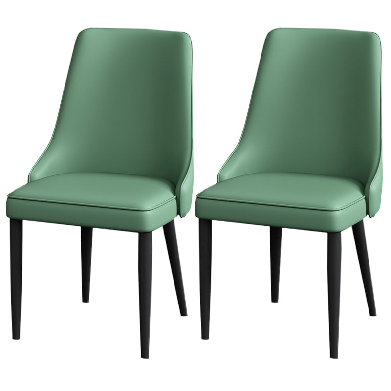 Modern Simple Side Chair Faux Leather Dining Chair with Metal Base for Bedroom