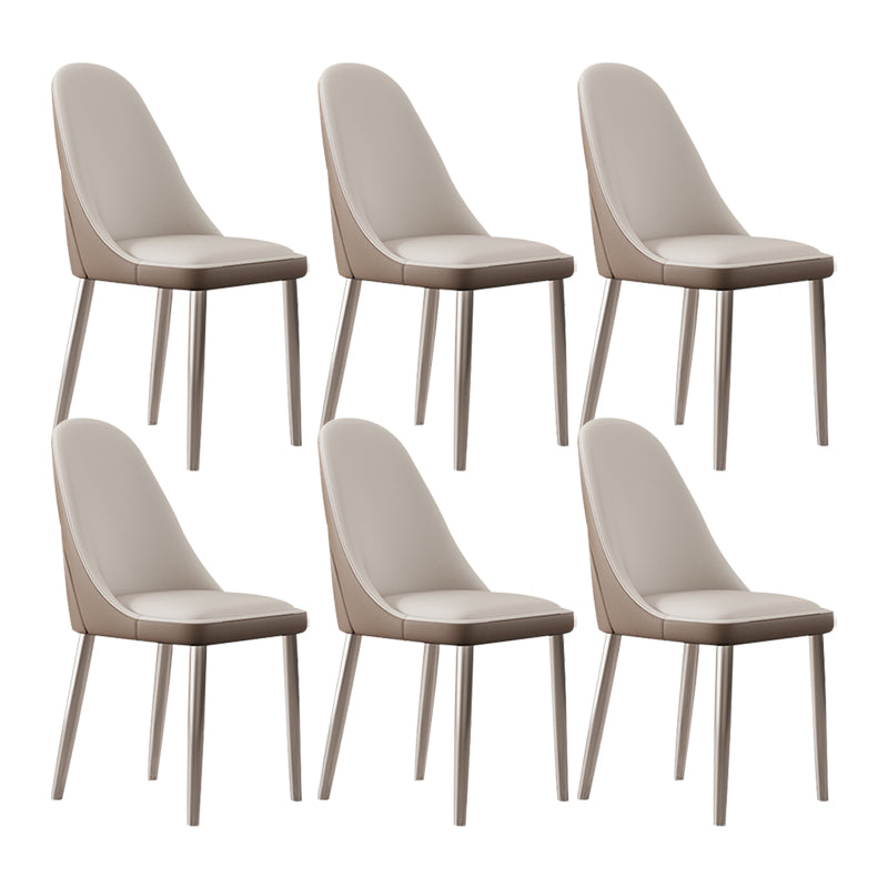 Faux Leather Armless Dining Chairs Glam Side Chairs with Metal Base