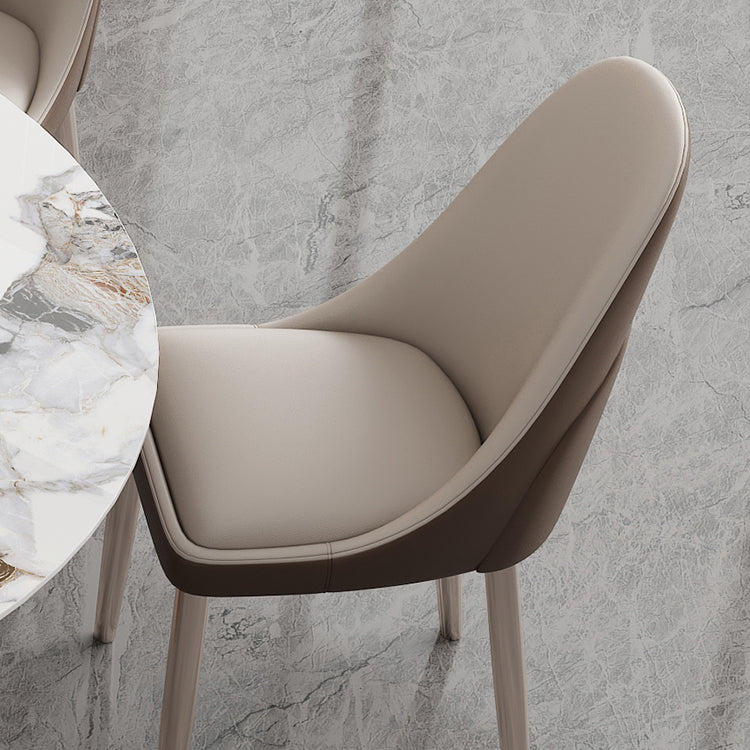 Faux Leather Armless Dining Chairs Glam Side Chairs with Metal Base