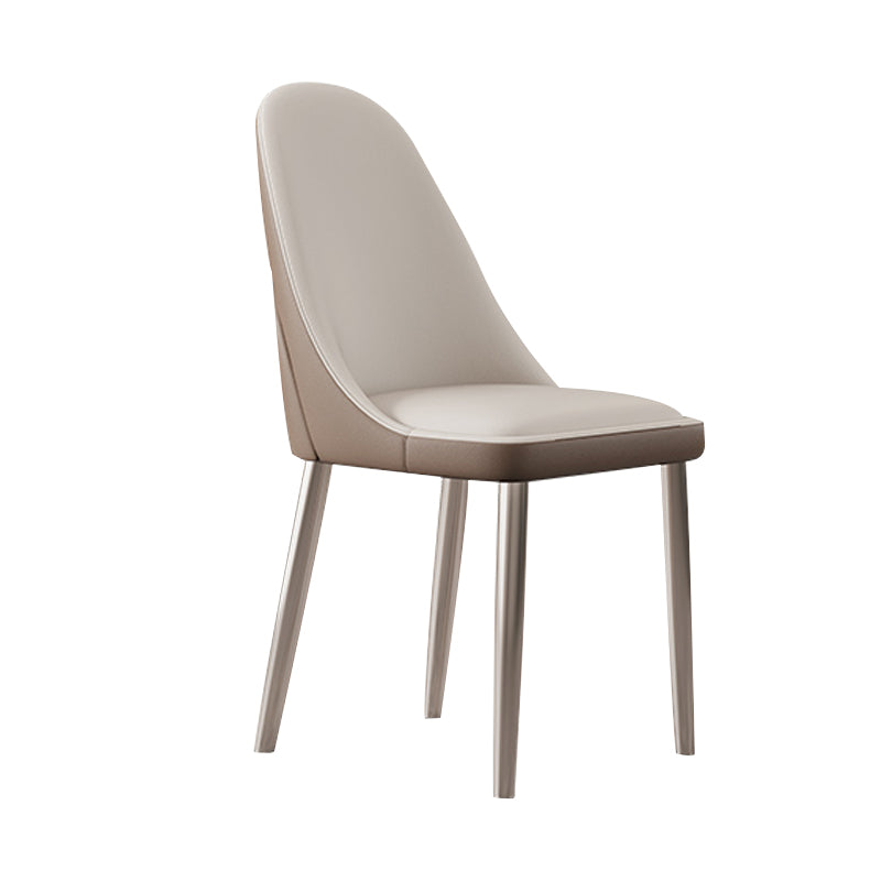 Faux Leather Armless Dining Chairs Glam Side Chairs with Metal Base