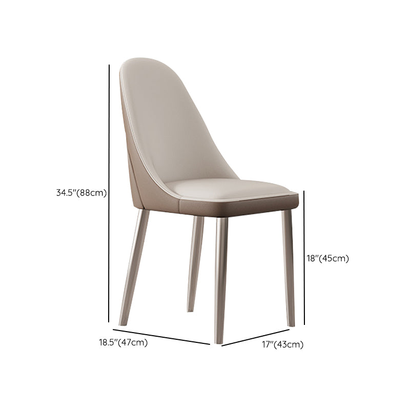 Faux Leather Armless Dining Chairs Glam Side Chairs with Metal Base