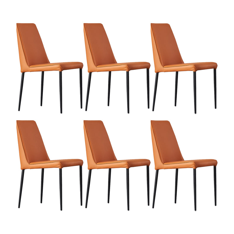 Industrial Style Side Chair Faux Leather Side Dining Chair with Metal Frame
