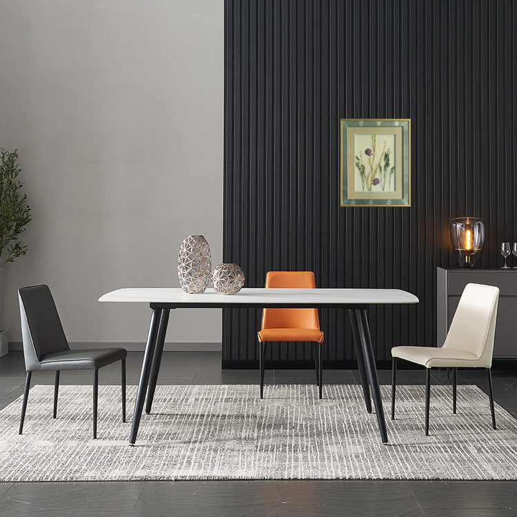Industrial Style Side Chair Faux Leather Side Dining Chair with Metal Frame
