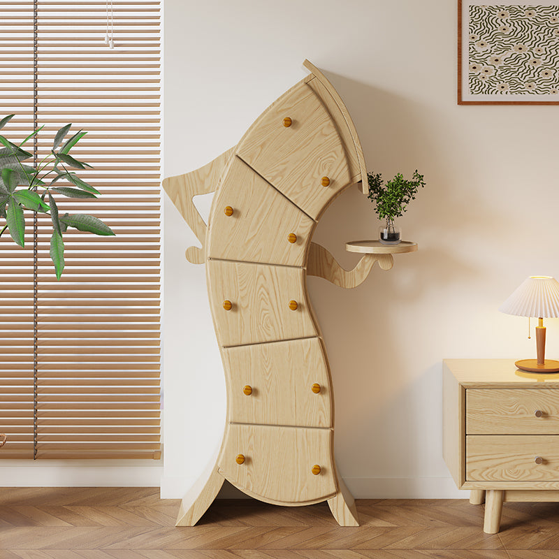 Modern Vertical Lingerie Chest Wood Dresser with 5 Drawers for Living Room