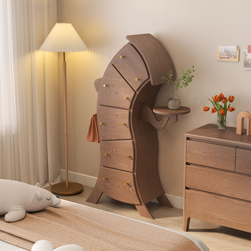 Modern Vertical Lingerie Chest Wood Dresser with 5 Drawers for Living Room