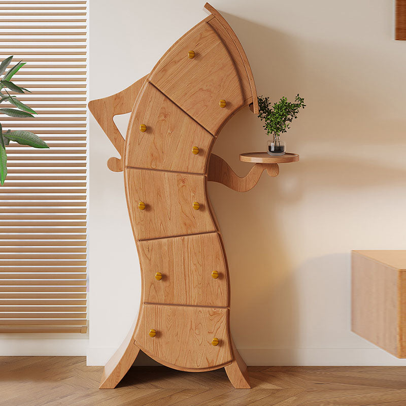 Modern Vertical Lingerie Chest Wood Dresser with 5 Drawers for Living Room