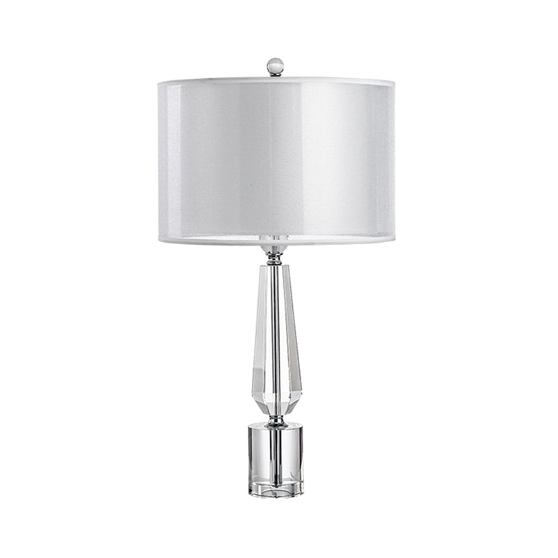 Tissu gris table de chevegade clairs de tambour de tambour simple lampe de table classique avec piédestal en cristal