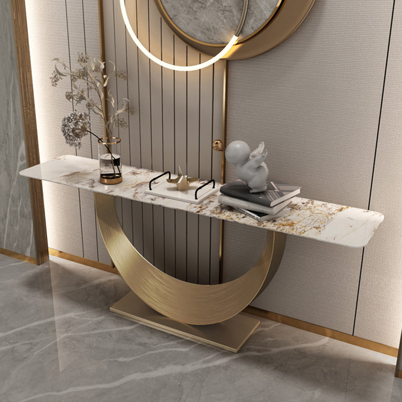 Rectangle Shape Contemporary Console Table Gold Stone Console Sofa Table for Hall