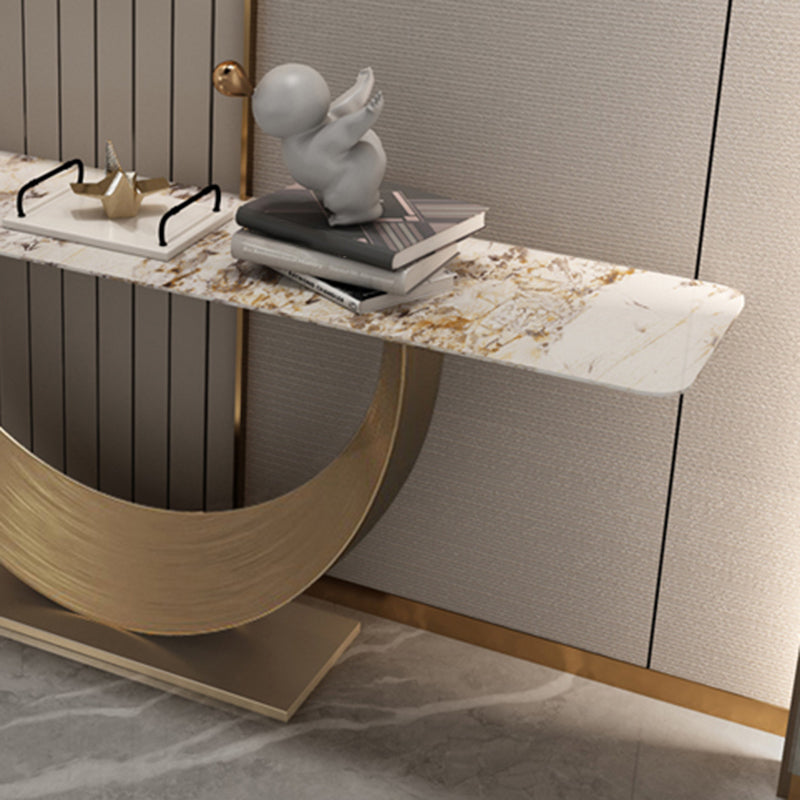 Rectangle Shape Contemporary Console Table Gold Stone Console Sofa Table for Hall