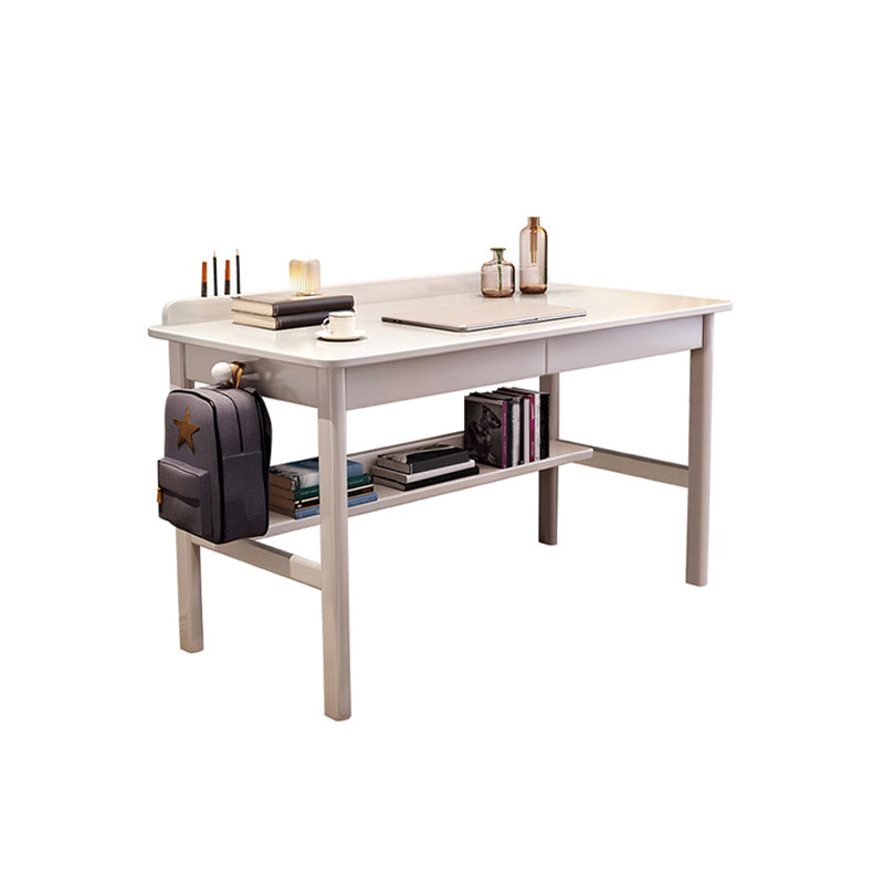 Solid Wood Writing Desk Home Rectangular Office Desk with Shelf , 29.5" High