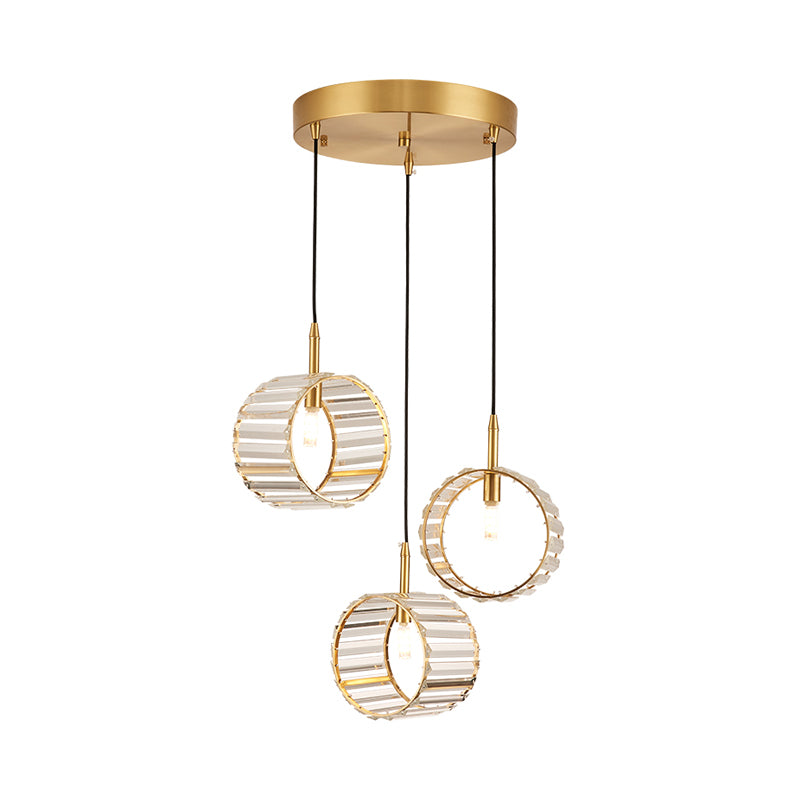 Cercle de cluster à 3 légers pendentif minimaliste en laiton clempe clair plafond cristallin de suspension