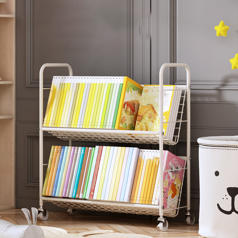 Standard Open Back Bookshelf Metal Metal White Contemporary Bookcase