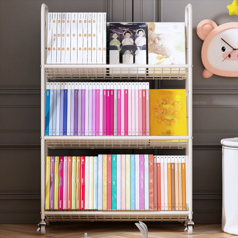 Standard Open Back Bookshelf Metal Metal White Contemporary Bookcase