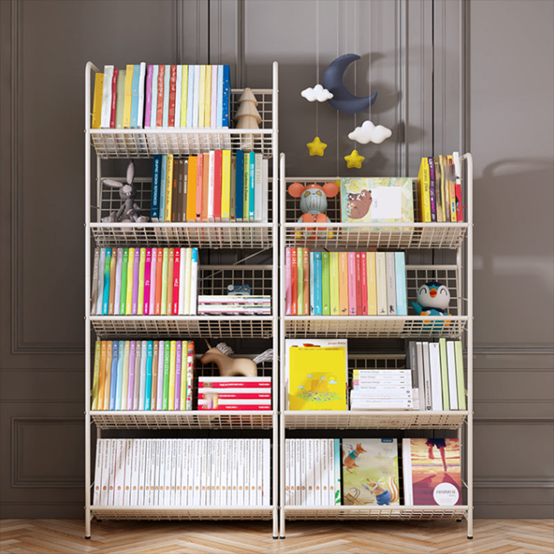 Standard Open Back Bookshelf Metal Metal White Contemporary Bookcase