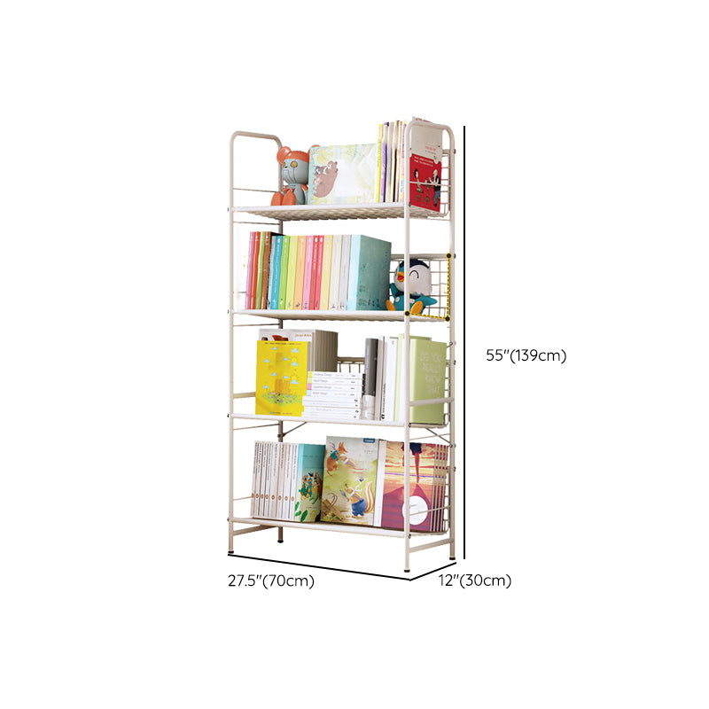 Standard Open Back Bookshelf Metal Metal White Contemporary Bookcase