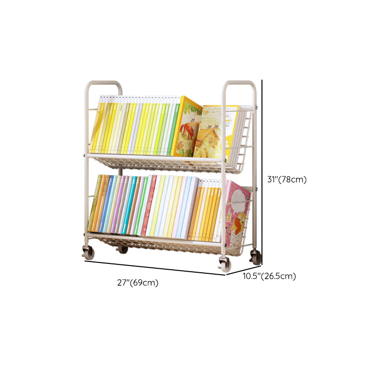 Standard Open Back Bookshelf Metal Metal White Contemporary Bookcase
