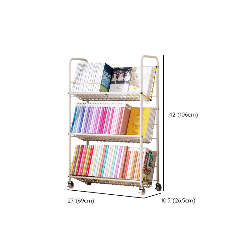 Standard Open Back Bookshelf Metal Metal White Contemporary Bookcase