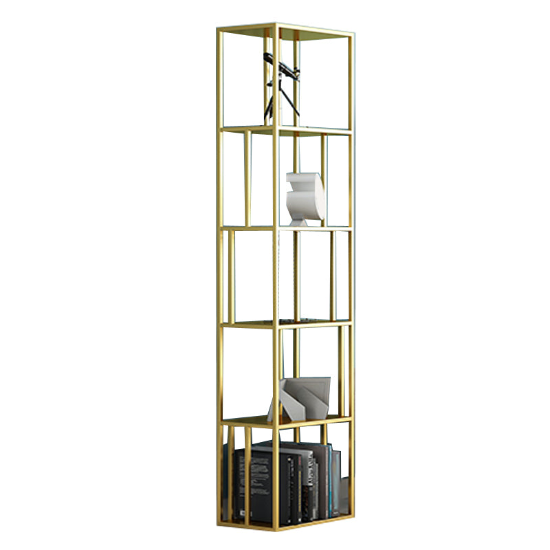 Glam Open Back Bookcase Standard Metal Bookshelf with Shelves