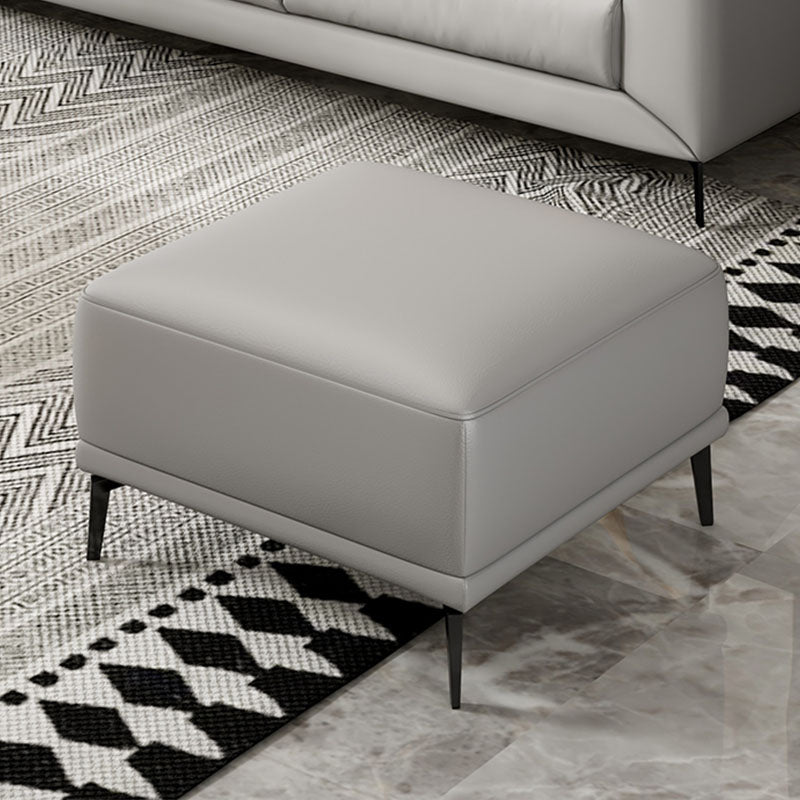 Contemporary Ottoman Faux Leather Stain Resistant Square Ottoman with 4 Legs