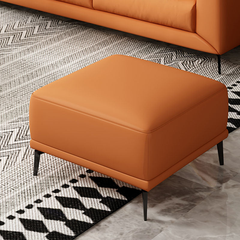 Contemporary Ottoman Faux Leather Stain Resistant Square Ottoman with 4 Legs