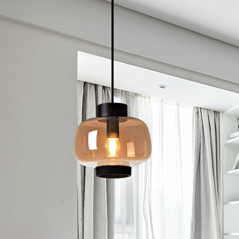 Laternen Wohnzimmer Suspension hellrauch grau/creme/cognac glas 1-Kopf-Moderne Hanging Anhänger