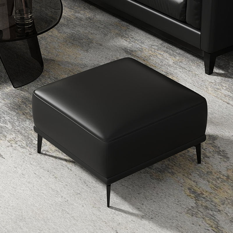 Contemporary Ottoman Faux Leather Stain Resistant Square Ottoman with 4 Legs