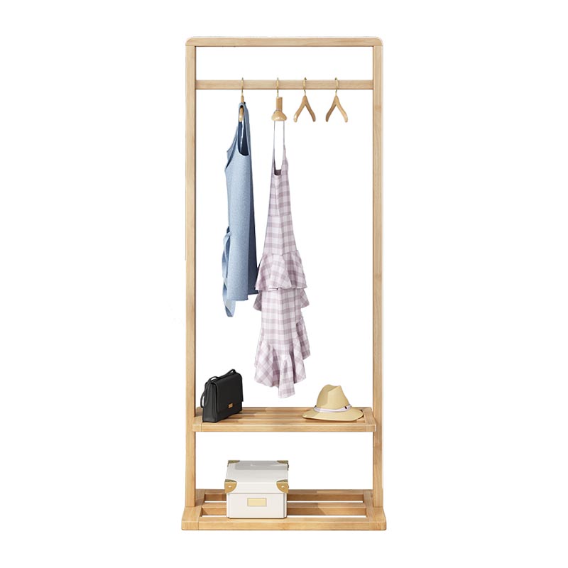 Solid Wood Storage Armoire Modern Style Bedroom Wardrobe with Shelves