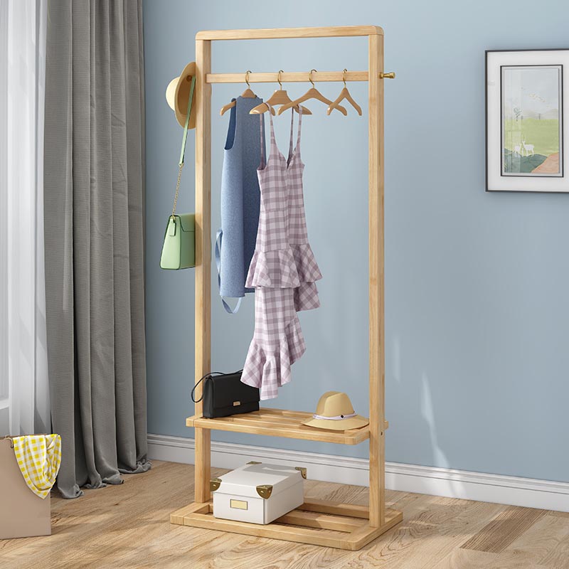 Solid Wood Storage Armoire Modern Style Bedroom Wardrobe with Shelves