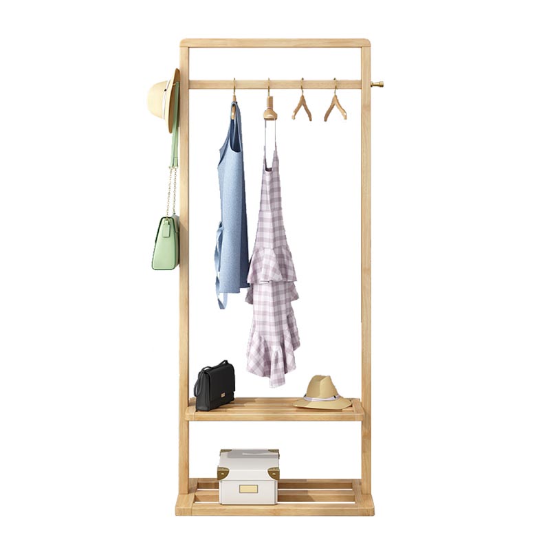 Solid Wood Storage Armoire Modern Style Bedroom Wardrobe with Shelves