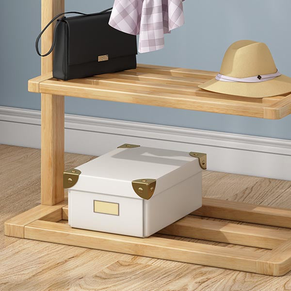 Solid Wood Storage Armoire Modern Style Bedroom Wardrobe with Shelves