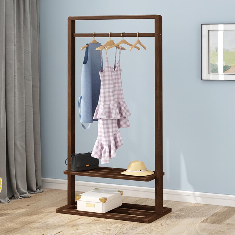 Solid Wood Storage Armoire Modern Style Bedroom Wardrobe with Shelves