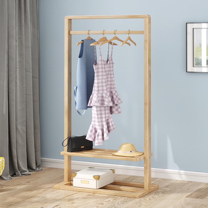 Solid Wood Storage Armoire Modern Style Bedroom Wardrobe with Shelves