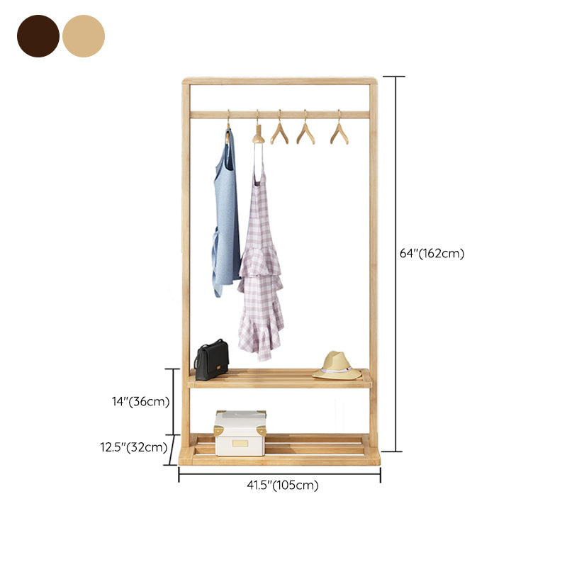 Solid Wood Storage Armoire Modern Style Bedroom Wardrobe with Shelves