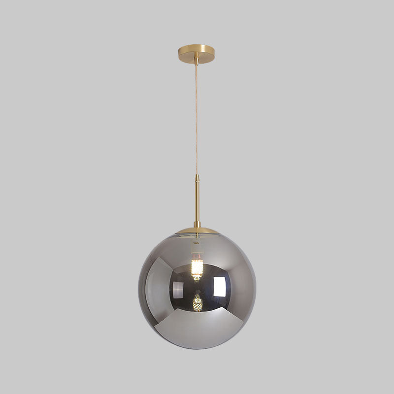 6"/10" Wide Globe Ceiling Pendant Light Modernist Tan/Smoke Gray Mirror Glass 1 Light Dining Room Suspension Lamp