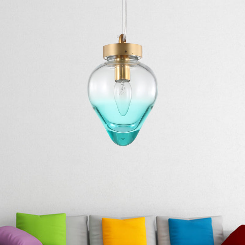 Waterdrop Esszimmer Anhänger Licht Blau/Champagnerglas 1 Glühbirnenpfosten moderne Hang Deckenlampe