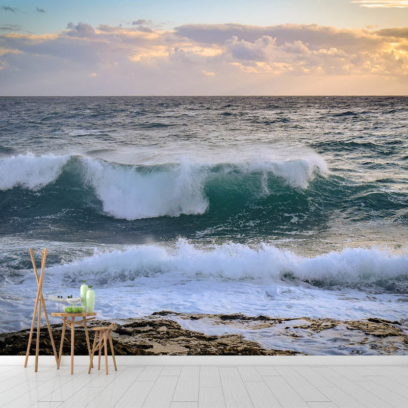 Coastal Photography Wall Mural Non-Pasted Living Room Sea Print Tropical