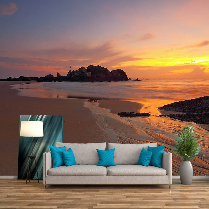 Sea Pattern Photography Wallpaper Living Room Tropical Stain Resistant