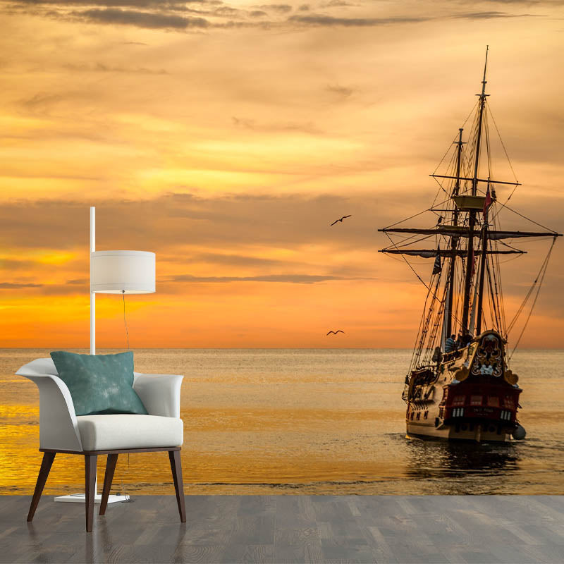 Sea Pattern Photography Wallpaper Living Room Tropical Stain Resistant