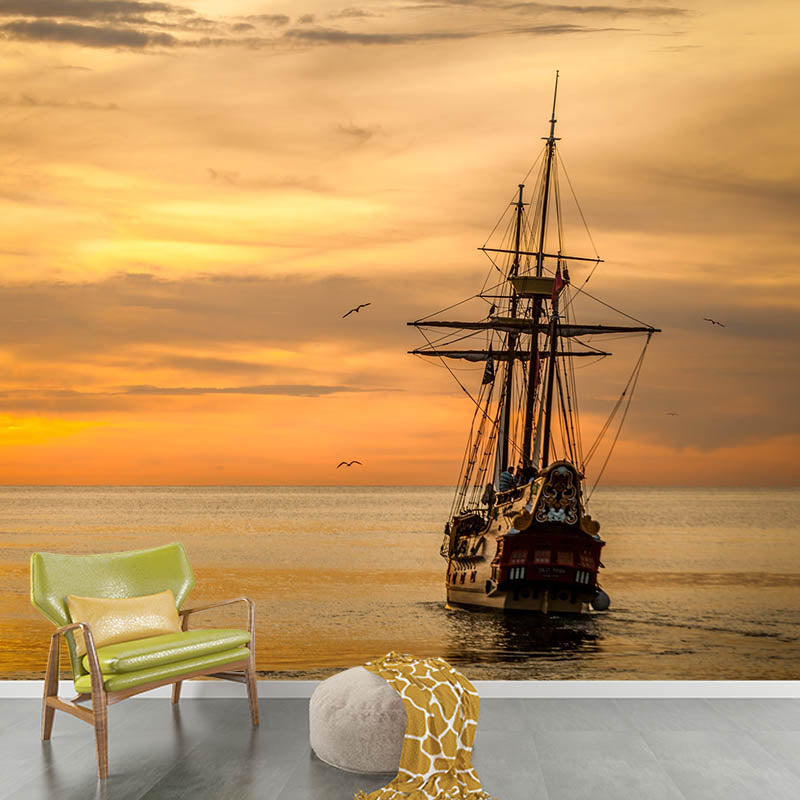 Sea Pattern Photography Wallpaper Living Room Tropical Stain Resistant