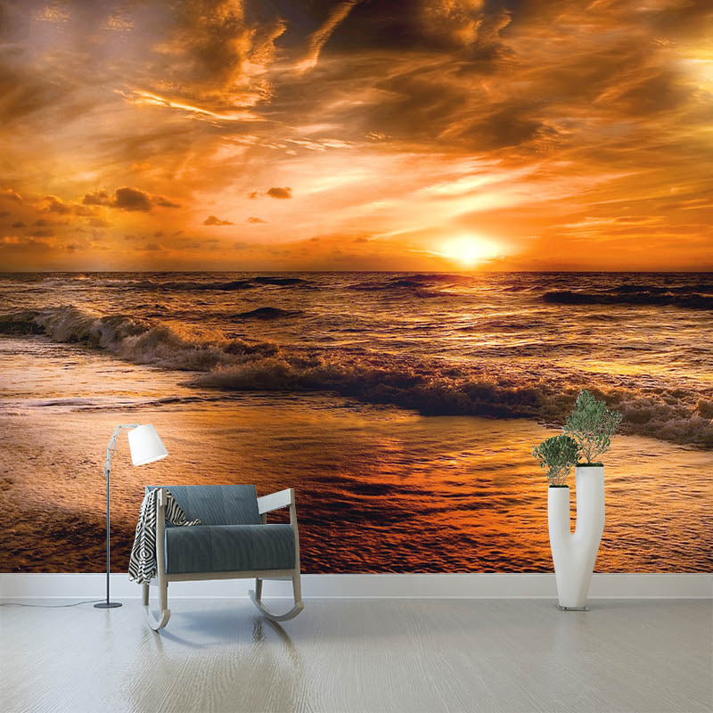 Moisture Resistant Wall Mural Photography Bedroom Sea Pattern Tropical