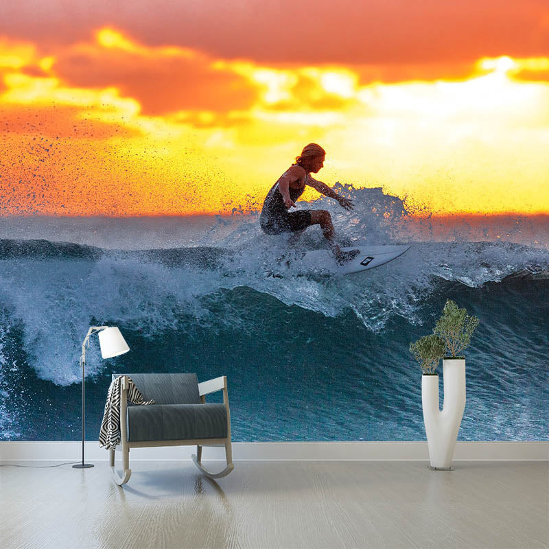 Moisture Resistant Wall Mural Photography Bedroom Sea Pattern Tropical