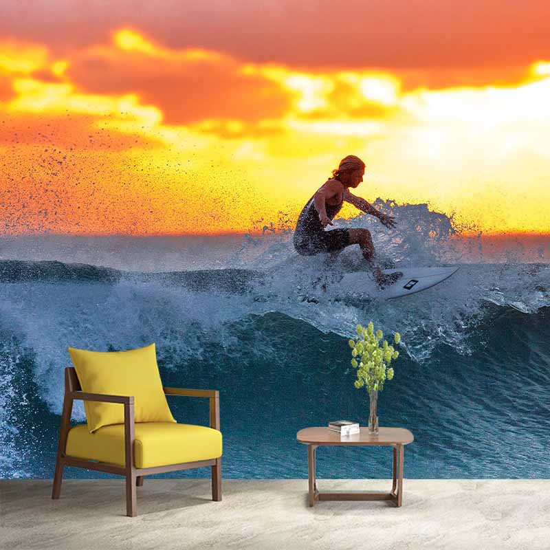 Moisture Resistant Wall Mural Photography Bedroom Sea Pattern Tropical